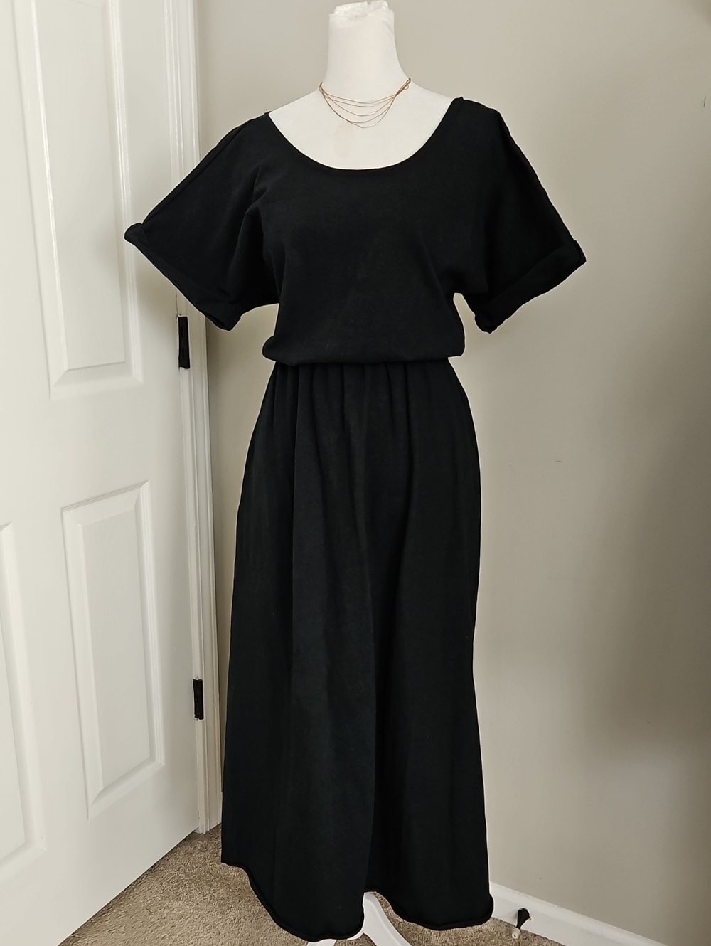 NWT FP Beach Sorrento Black Cotton Tie Back Midi Dress Short Sleeve XS - Picture 4 of 13